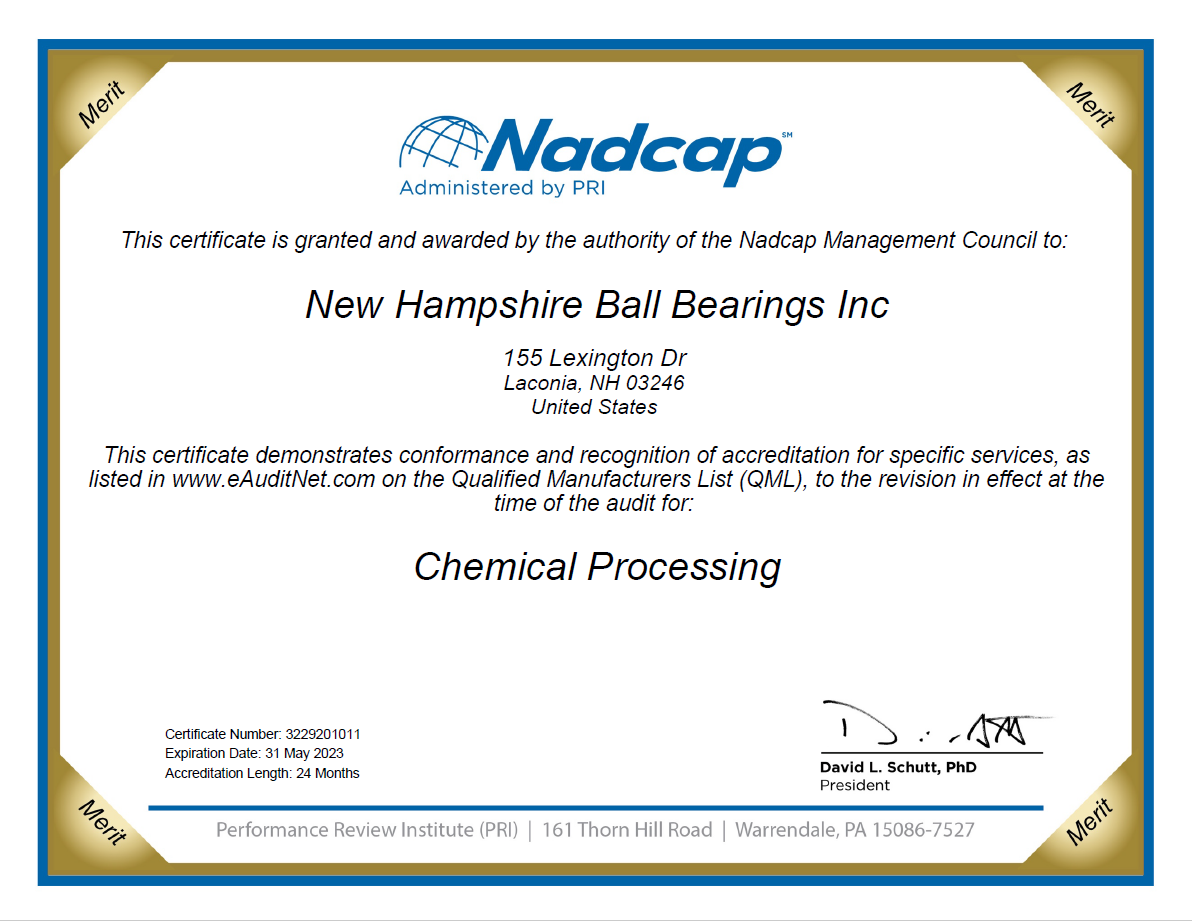 NHBB Astro Division Nadcap Chemical Processing Certification