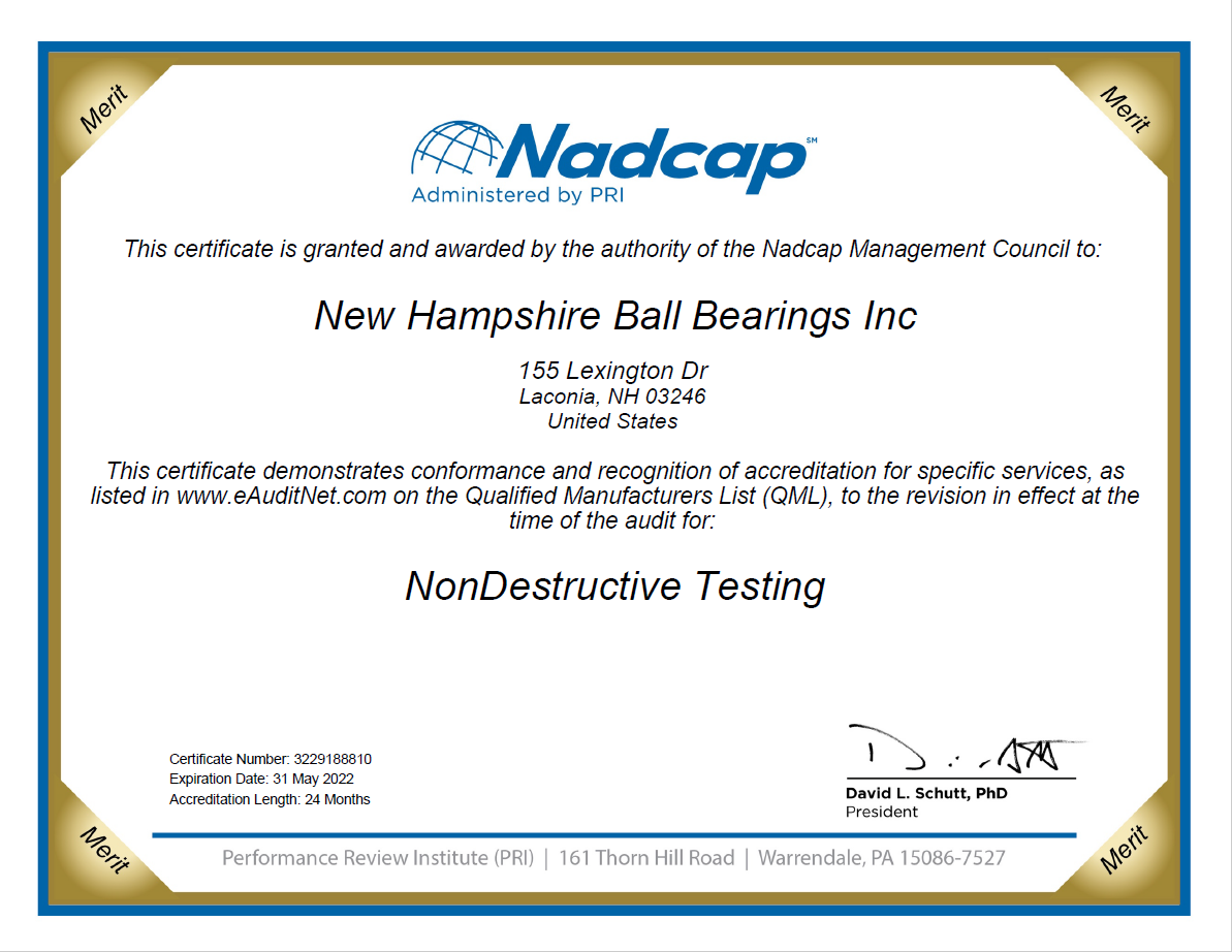 NHBB Astro Division Nadcap NDT Certification