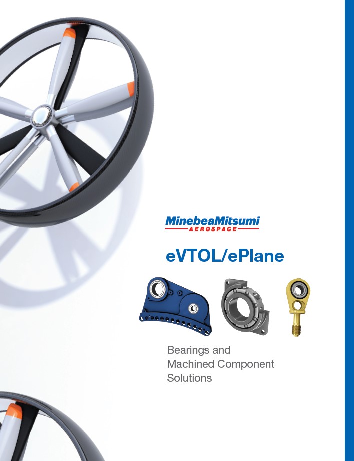MinebeaMitsumi Aerospace eVTOL-ePlane Bearings and Machined Components Brochure Cover 