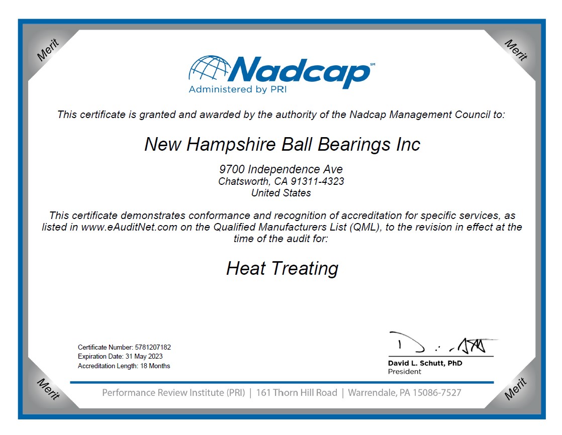 NHBB Precision Division Nadcap Heat Treat Cert.
